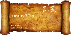 Duka Béla névjegykártya