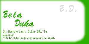 bela duka business card